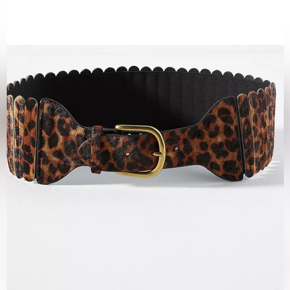 NWT Anthropologie wide tabby belt, stretchy, leopard, M